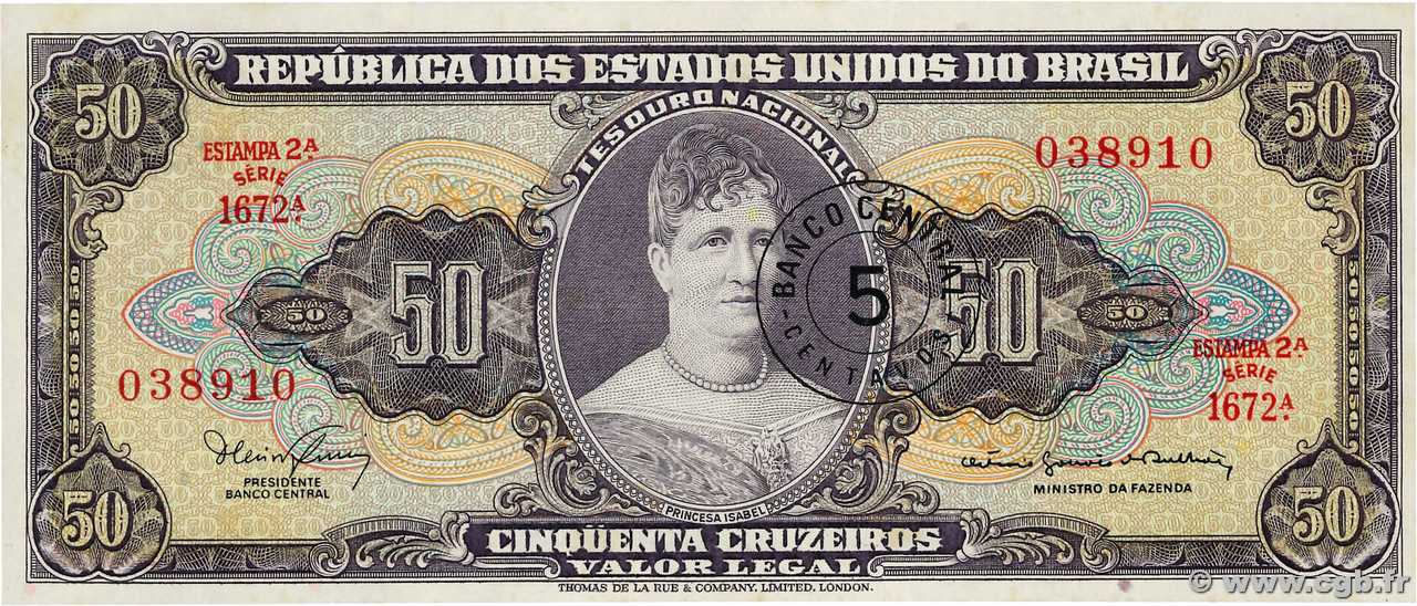 5 Centavos sur 50 Cruzeiros BRÉSIL 1966 P.184b NEUF