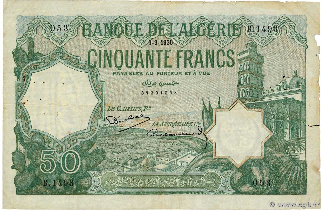 50 Francs ALGÉRIE 1936 P.080a pr.TB