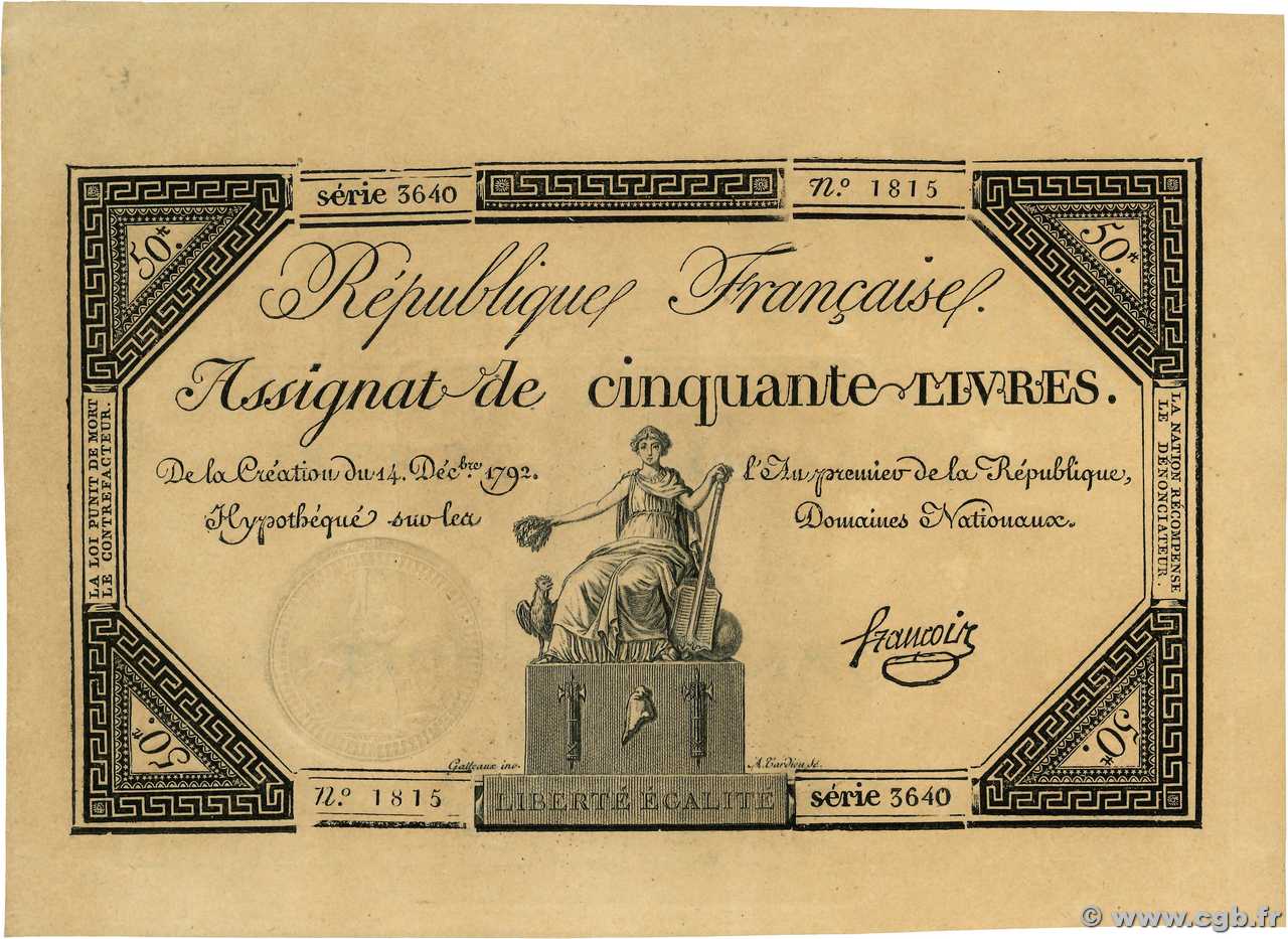 50 Livres FRANCE 1792 Ass.39a SPL