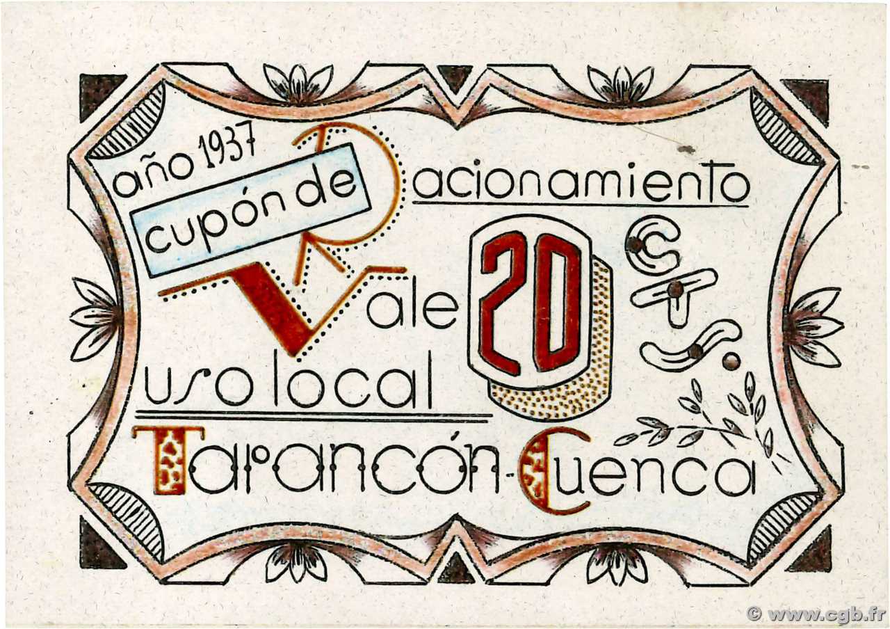 20 Centimes ESPAGNE Tarancón 1937 P.- SPL+