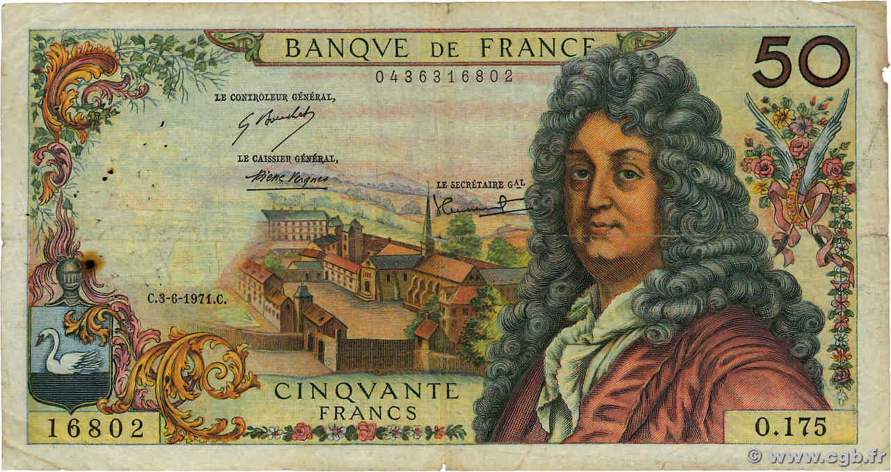50 Francs RACINE FRANCIA 1971 F.64.18 B