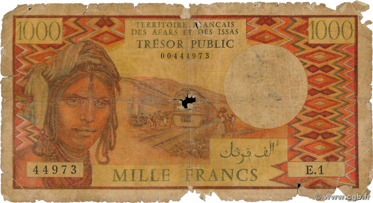 1000 Francs AFARS ET ISSAS 1975 P.34 M