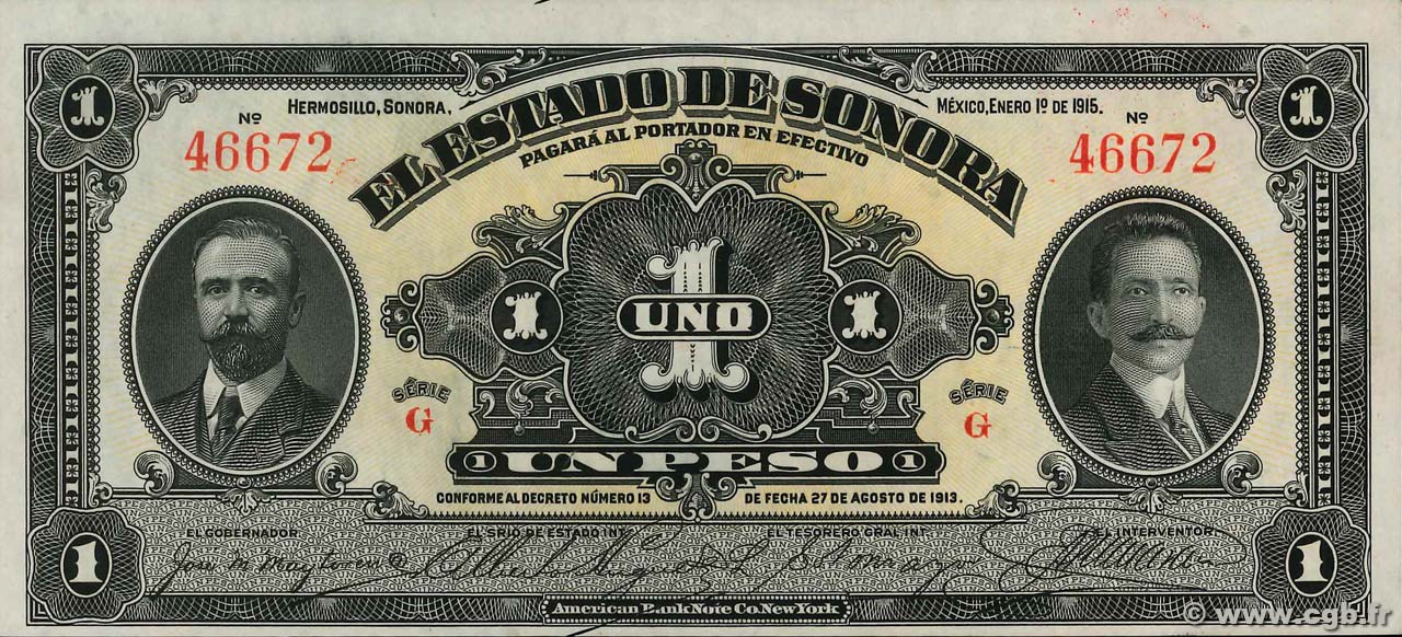 1 Peso MEXICO  1915 PS.1071 UNC-