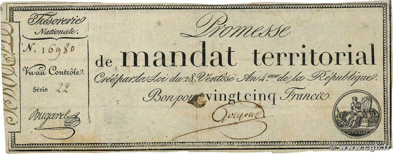 25 Francs avec série FRANCE 1796 Ass.59b TTB