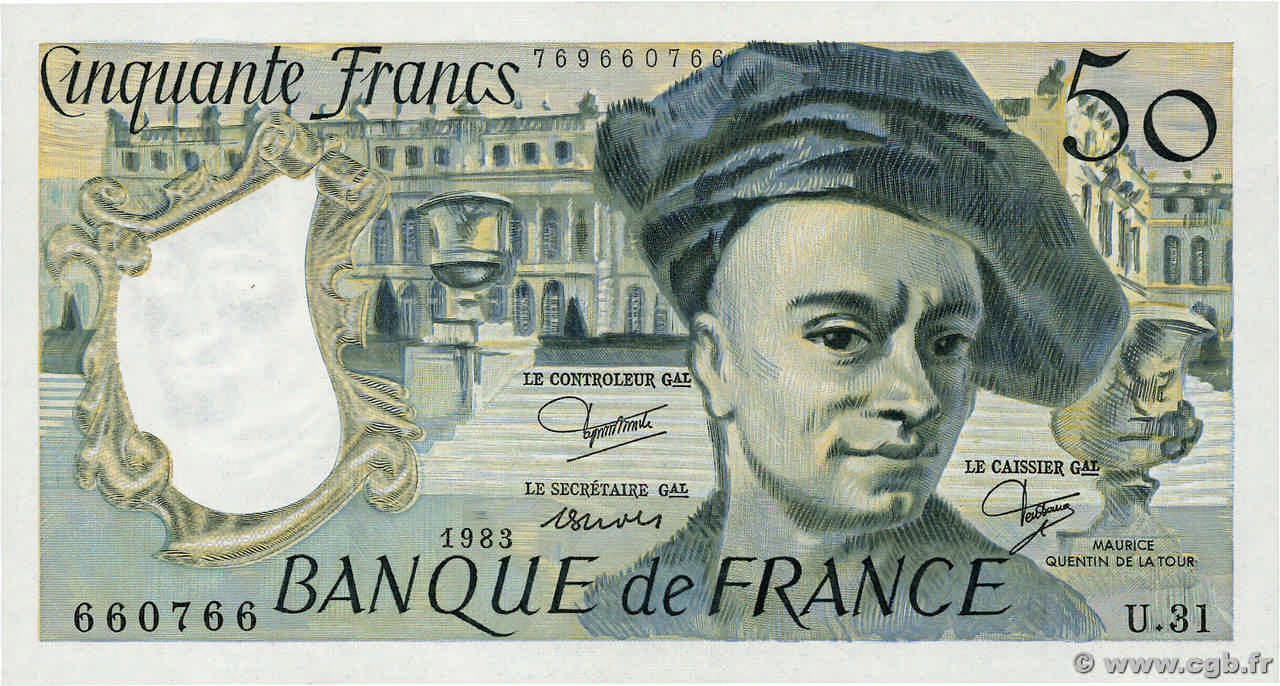 50 Francs QUENTIN DE LA TOUR FRANCE 1983 F.67.09 UNC