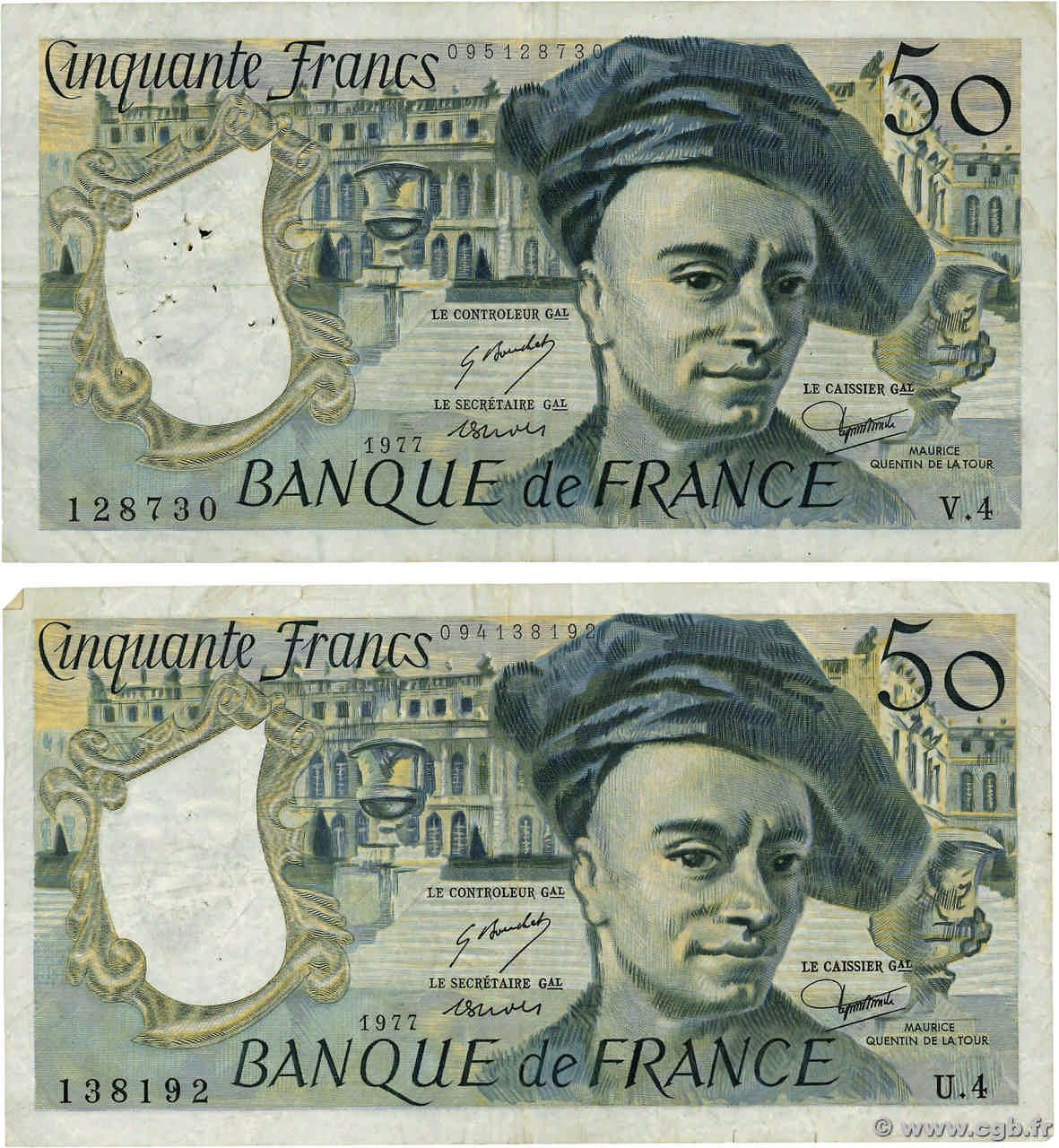 50 Francs QUENTIN DE LA TOUR Lot FRANCIA  1977 F.67.02 MB