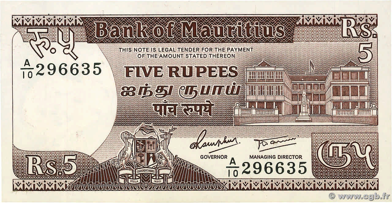 Rupees Le Maurice P B Billets