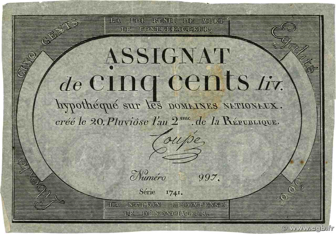 500 Livres FRANCIA 1794 Ass.47a BC