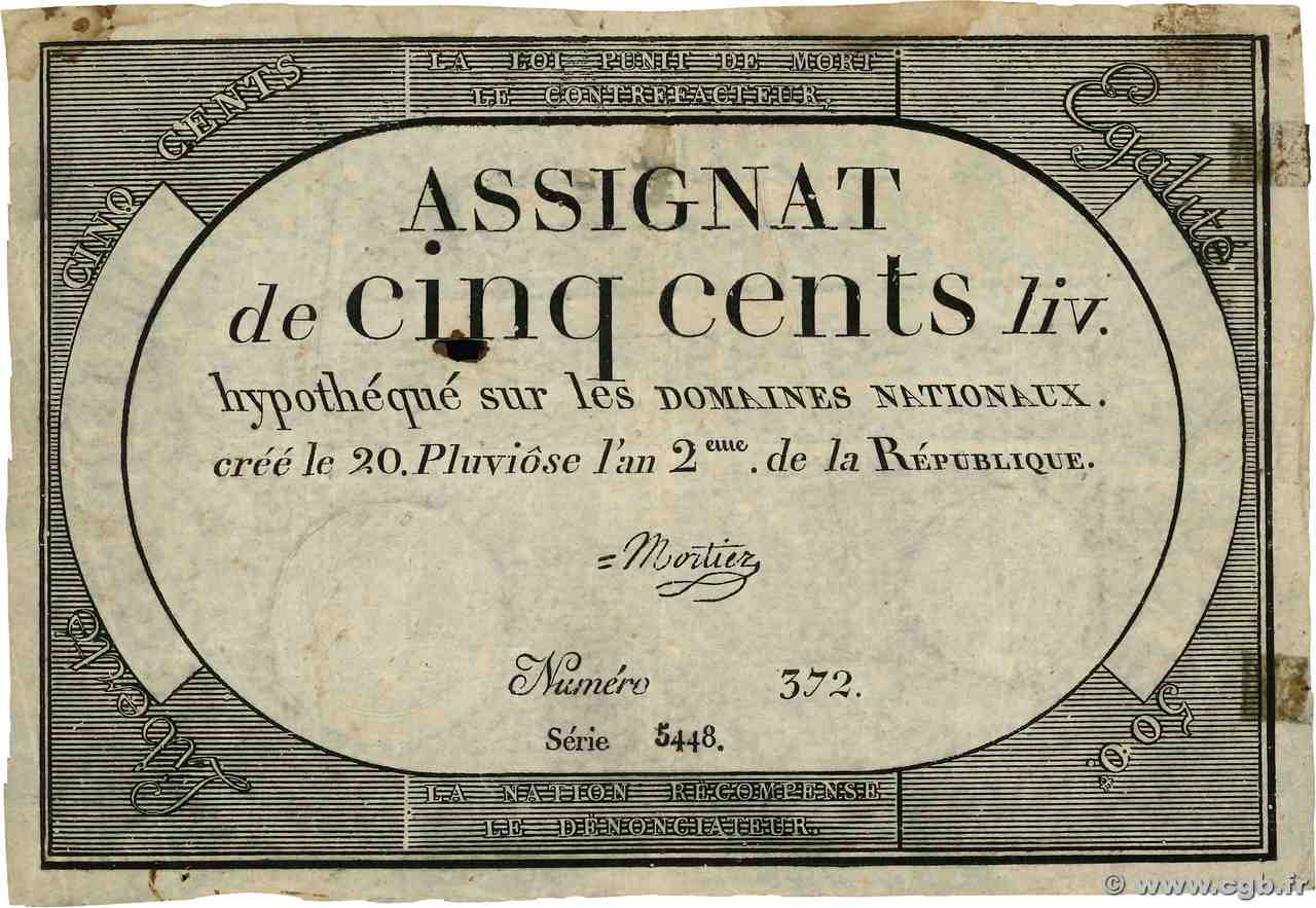 500 Livres FRANCIA 1794 Ass.47a BC