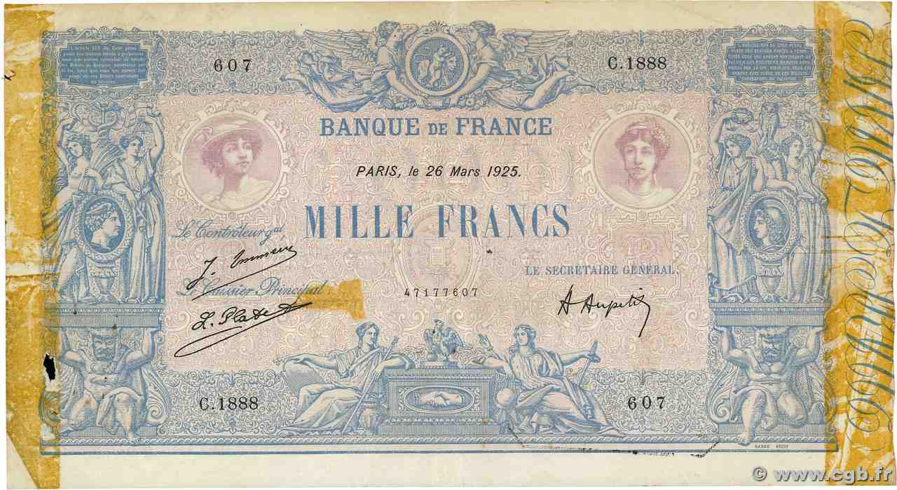 1000 Francs BLEU ET ROSE FRANCIA 1925 F.36.41 RC