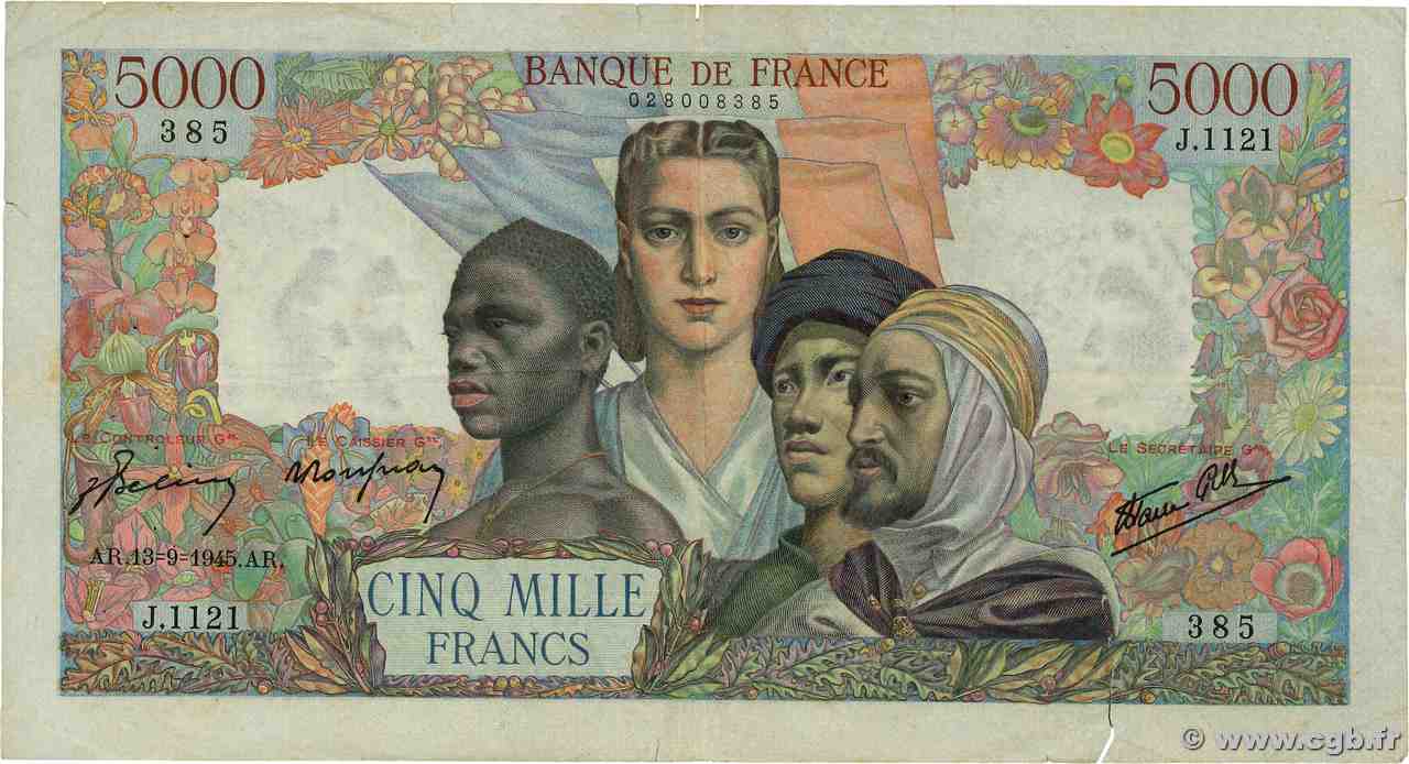 5000 Francs EMPIRE FRANÇAIS FRANCIA 1945 F.47.43 BC