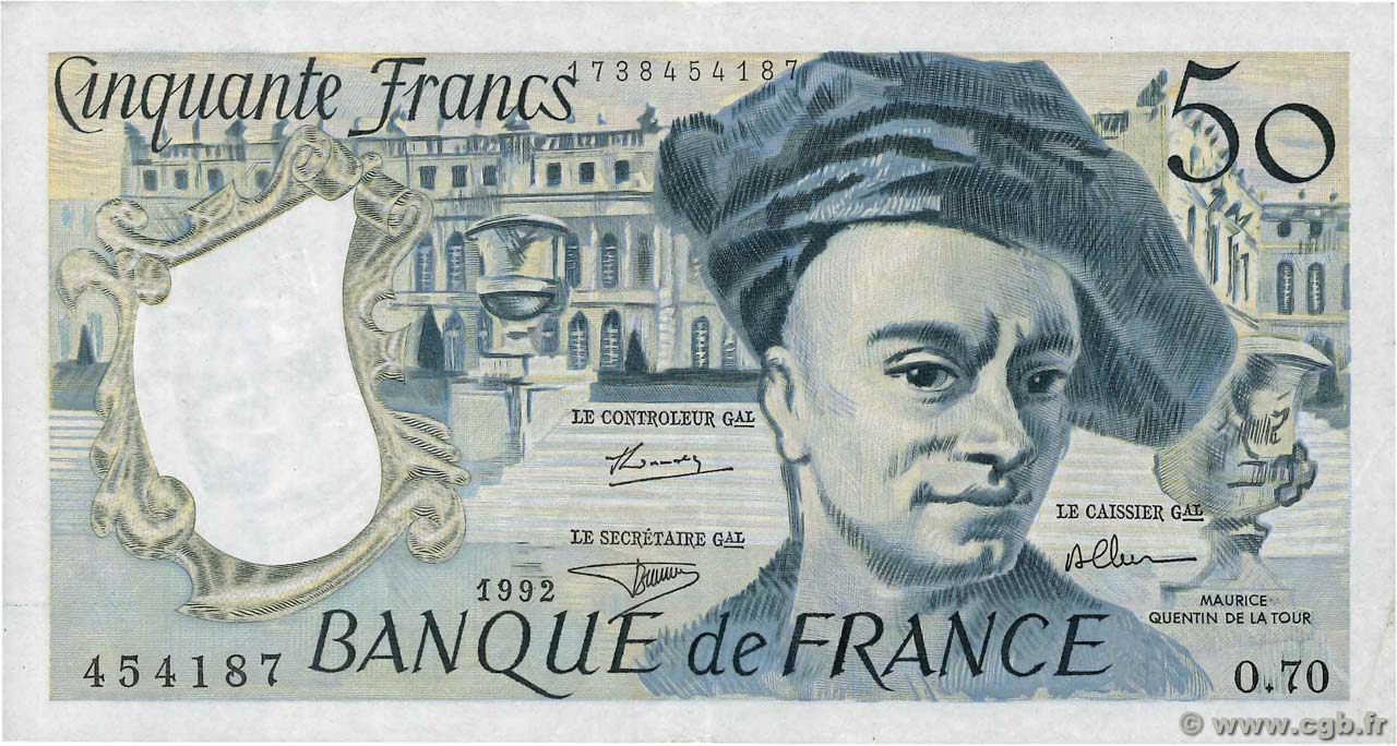 50 Francs QUENTIN DE LA TOUR FRANCE  1992 F.67.18 VF