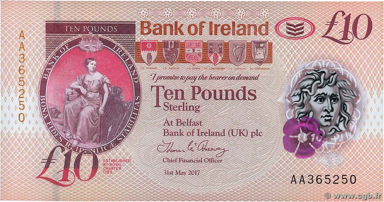10 Pounds NORTHERN IRELAND  2017 P.091 FDC