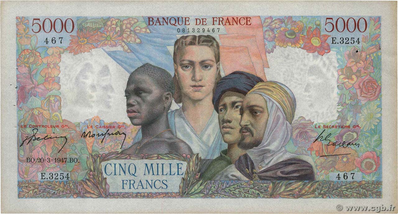 5000 Francs EMPIRE FRANÇAIS FRANCE 1947 F.47.59 TTB