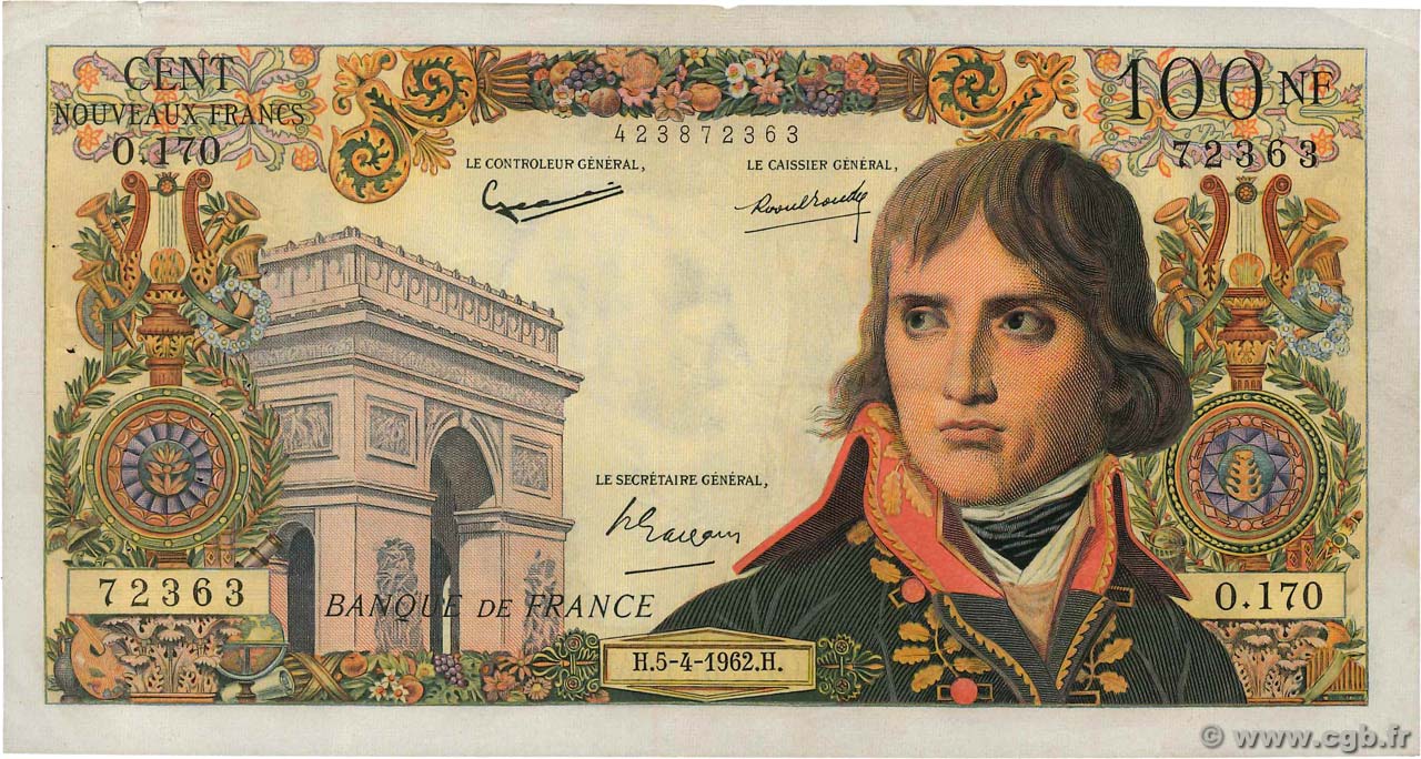 100 Nouveaux Francs BONAPARTE FRANCE 1962 F.59.15 VF