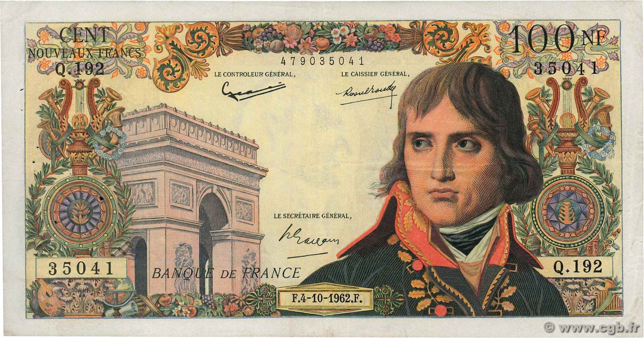 100 Nouveaux Francs BONAPARTE FRANCE 1962 F.59.17 TTB