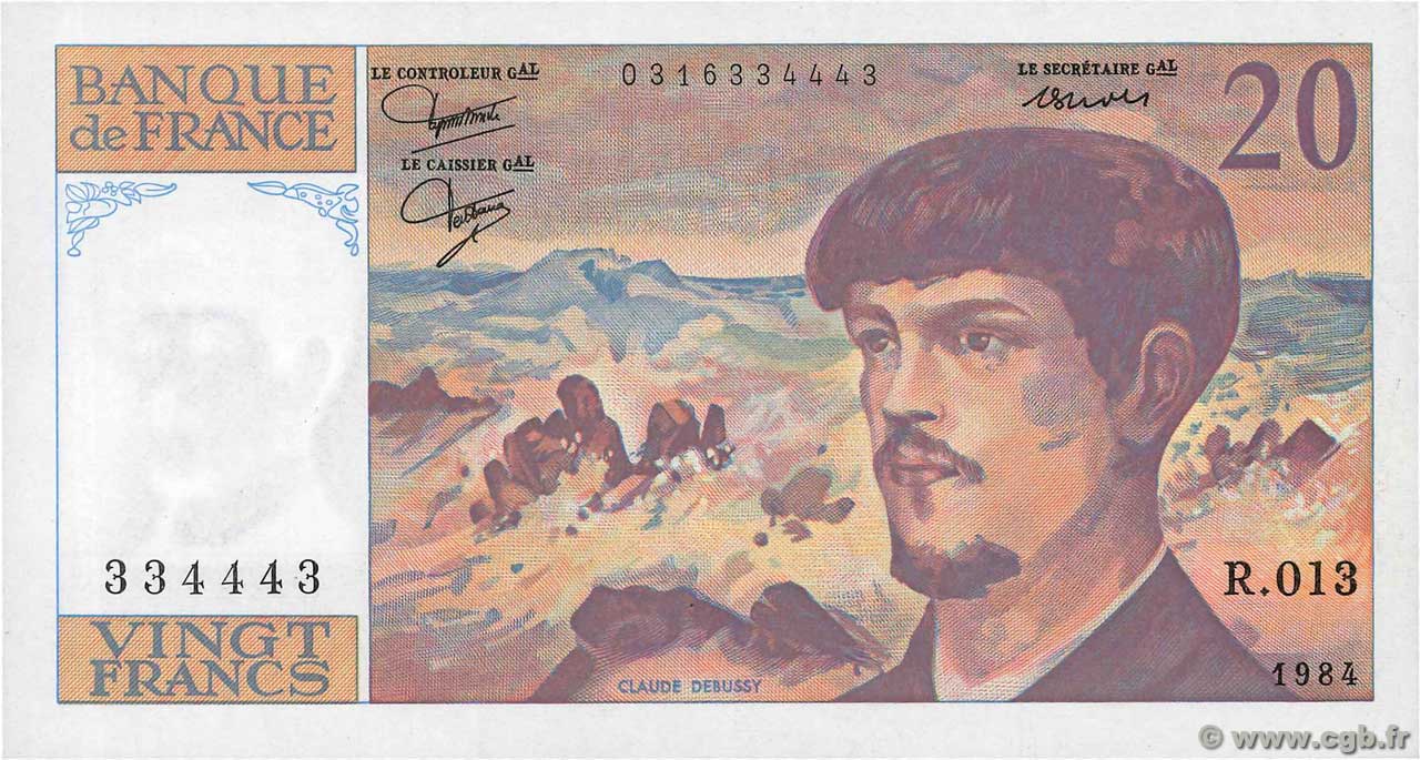 20 Francs DEBUSSY FRANCE  1984 F.66.05 SUP