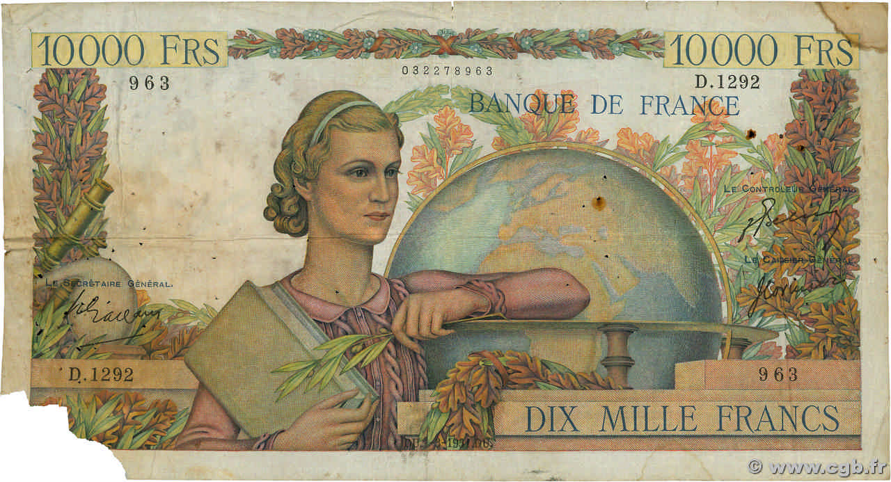 10000 Francs GÉNIE FRANÇAIS FRANCE 1951 F.50.48 pr.B