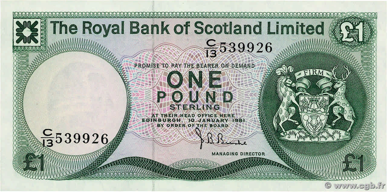 1 Pound SCOTLAND 1981 P.336a q.FDC