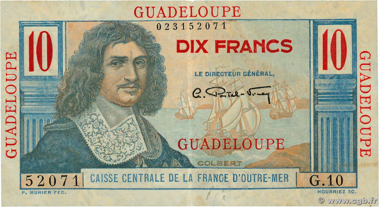 10 Francs Colbert GUADELOUPE 1946 P.32 q.SPL
