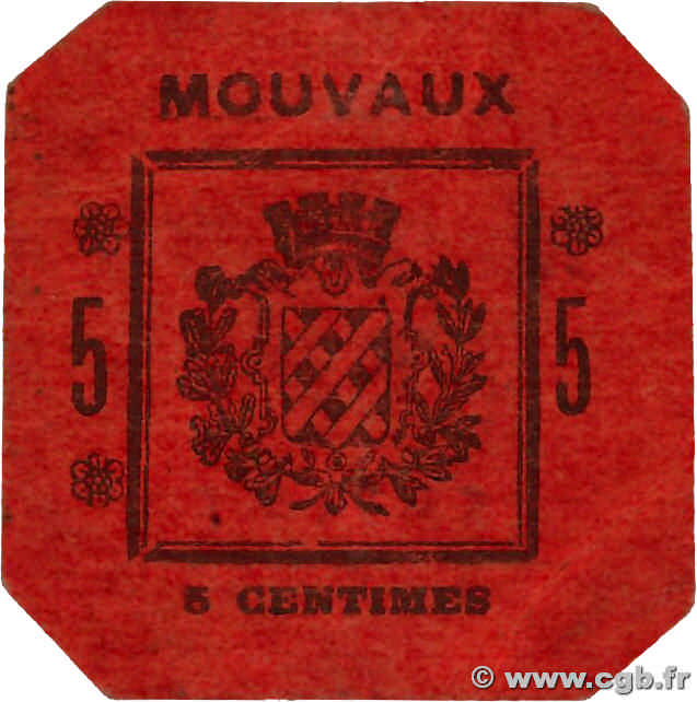 5 Centimes FRANCE regionalismo e varie Mouvaux 1914 JP.59-3091 BB