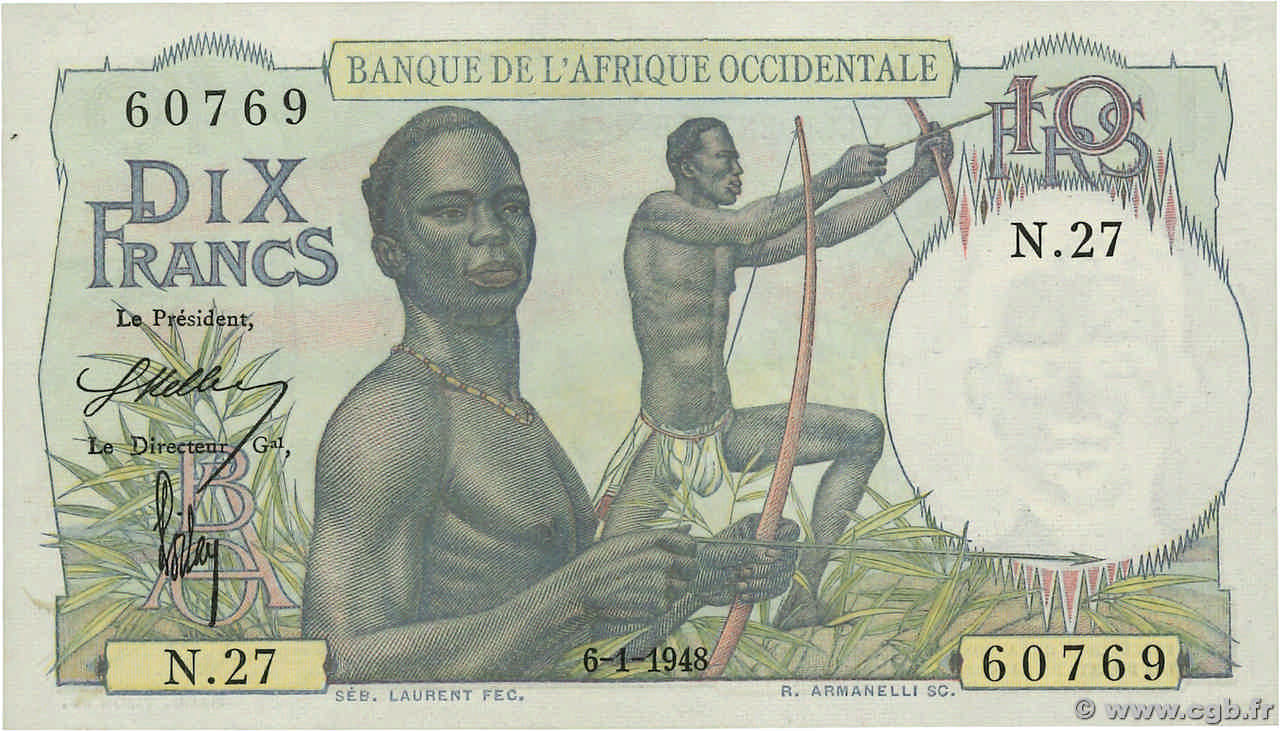 10 Francs FRENCH WEST AFRICA 1948 P.37 SPL+