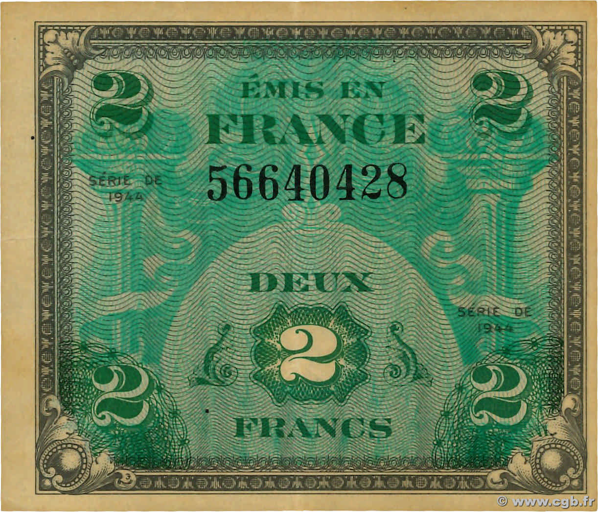 2 Francs DRAPEAU FRANCIA 1944 VF.16.01 BB
