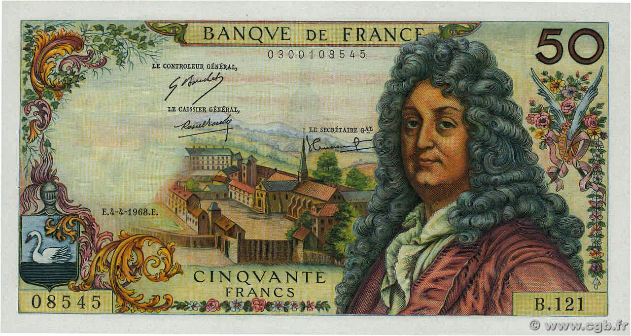 50 Francs RACINE FRANCE 1968 F.64.11 AU