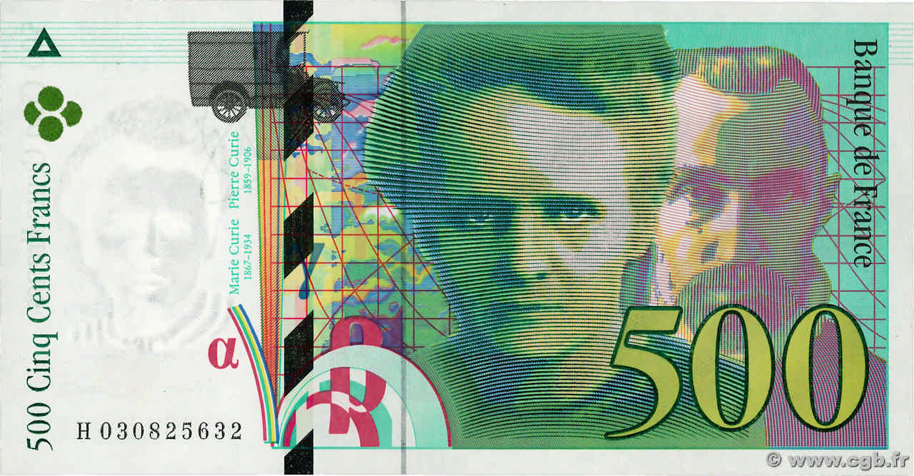 500 Francs PIERRE ET MARIE CURIE FRANCE 1994 F.76.01 AU+