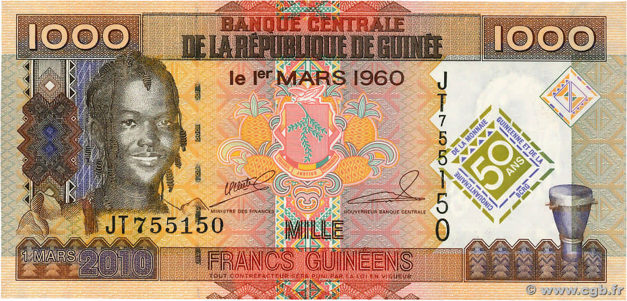 1000 Francs Guinéens GUINÉE 2010 P.43 NEUF