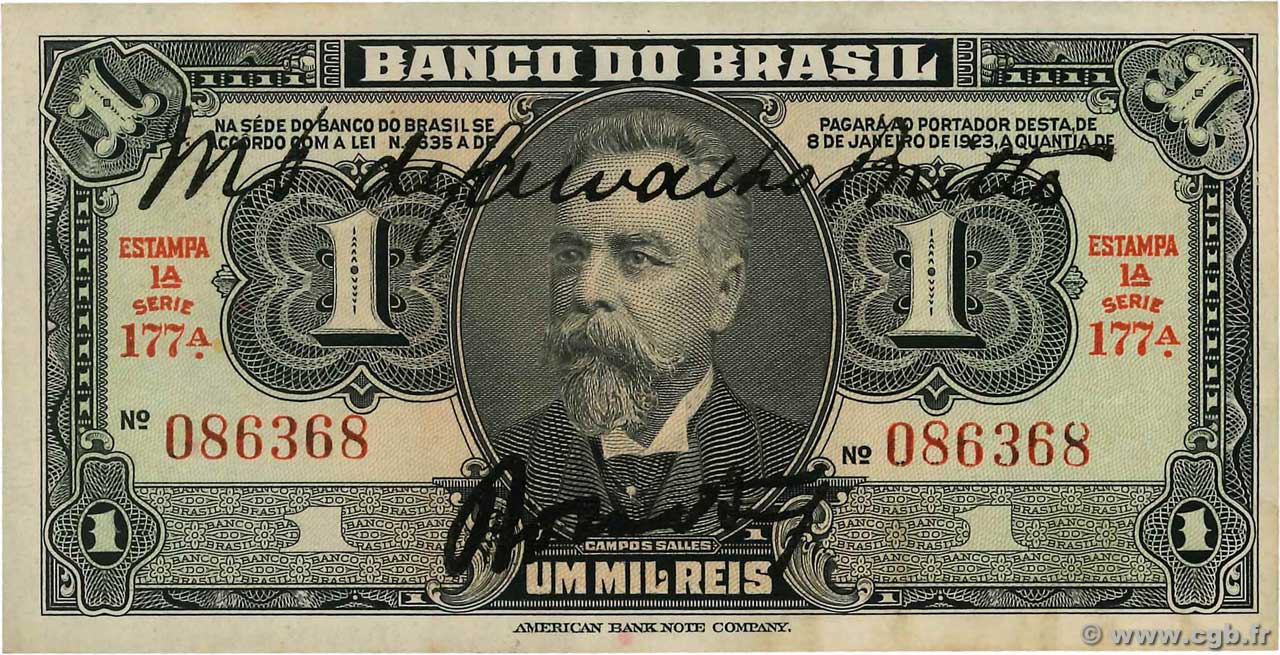 1 Mil Reis BRÉSIL 1923 P.110Ba pr.SPL