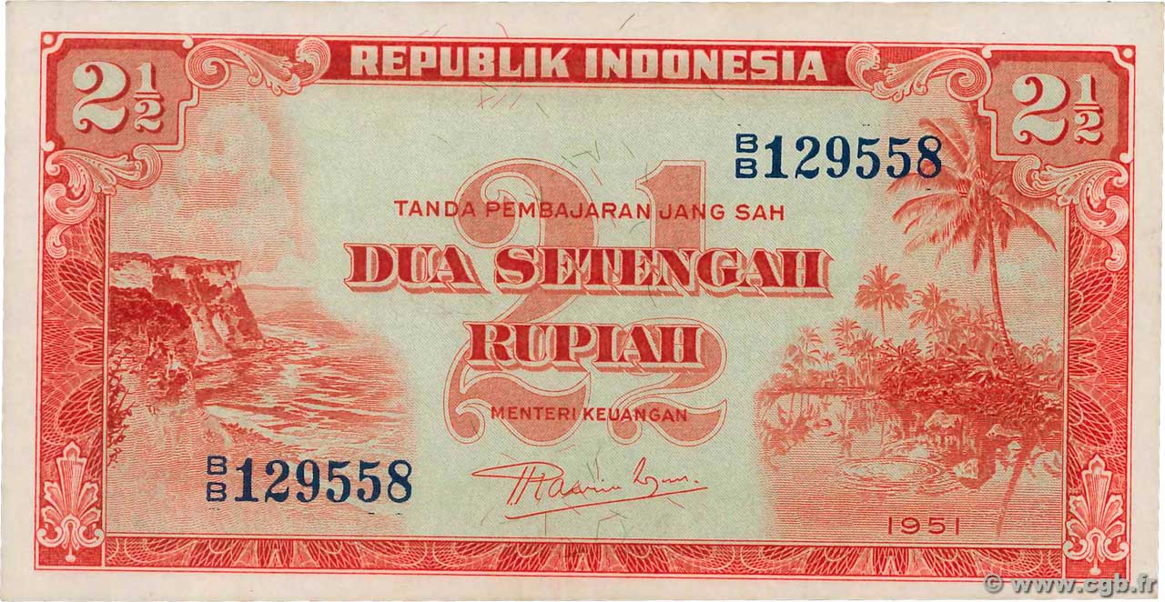 2,5 Rupiah INDONESIA  1951 P.039 UNC