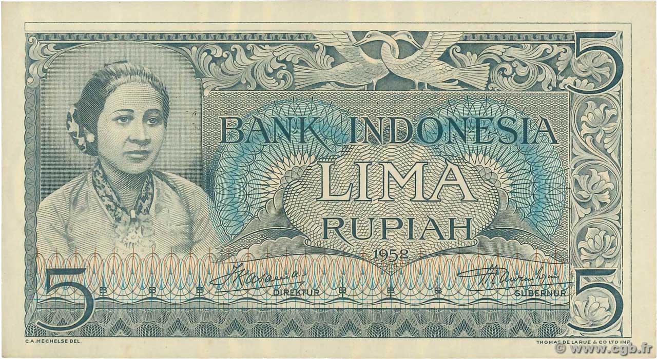5 Rupiah INDONESIA  1952 P.042 UNC