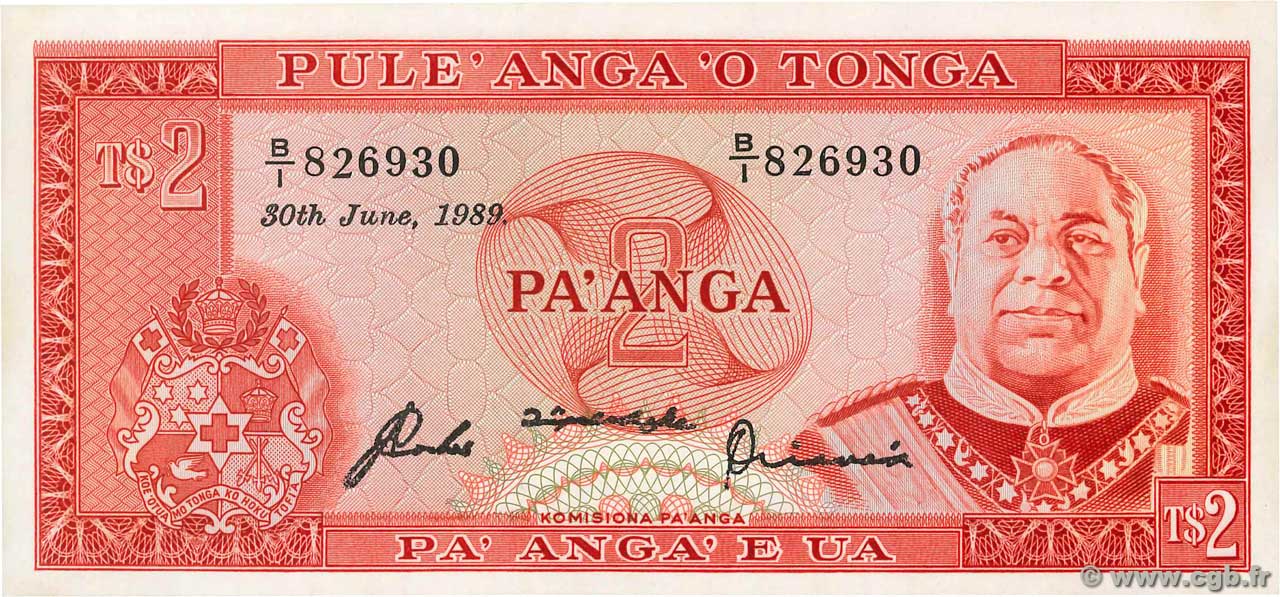 2 Pa anga TONGA  1989 P.20c FDC