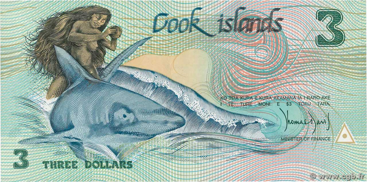 3 Dollars ISLAS COOK 1987 P.03a FDC
