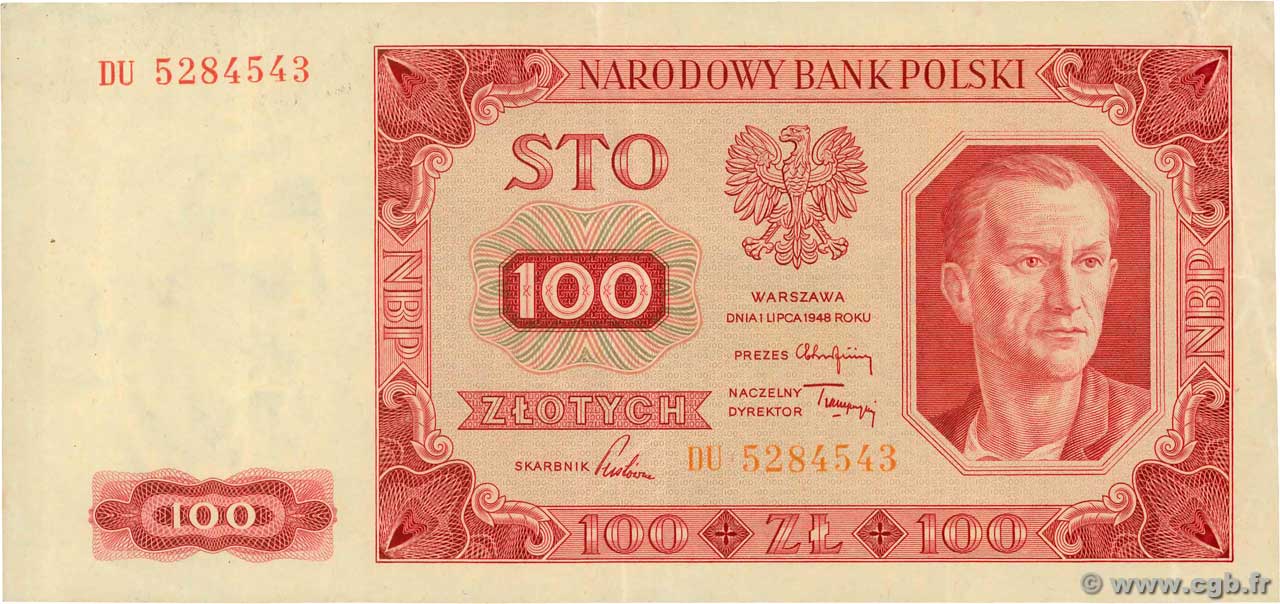 100 Zlotych POLOGNE  1948 P.139a TTB
