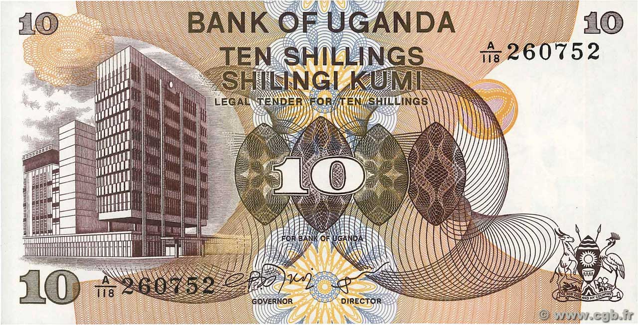 10 Shillings OUGANDA  1979 P.11b NEUF