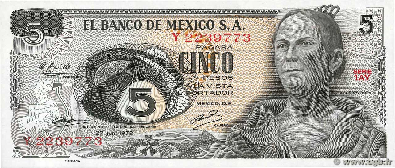 5 Pesos MEXICO  1972 P.062c UNC