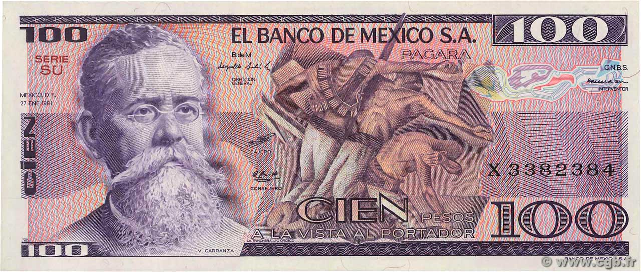 100 Pesos MEXICO  1981 P.074a UNC