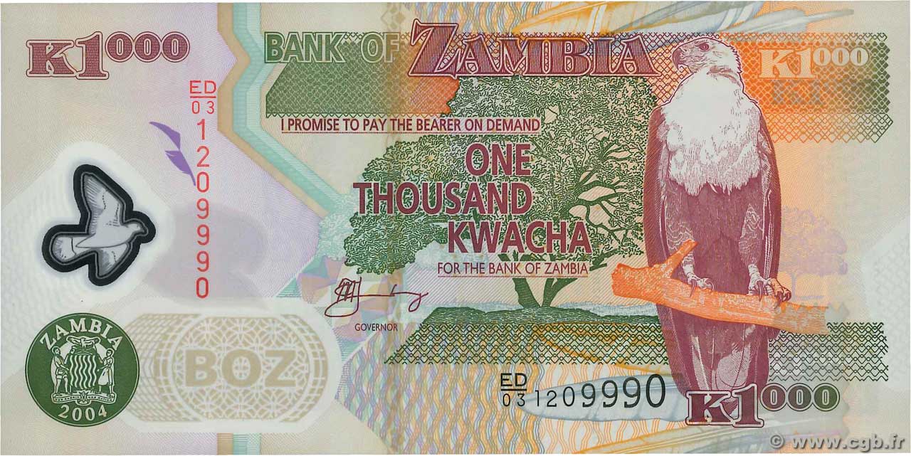 1000 Kwacha SAMBIA  2004 P.44c ST