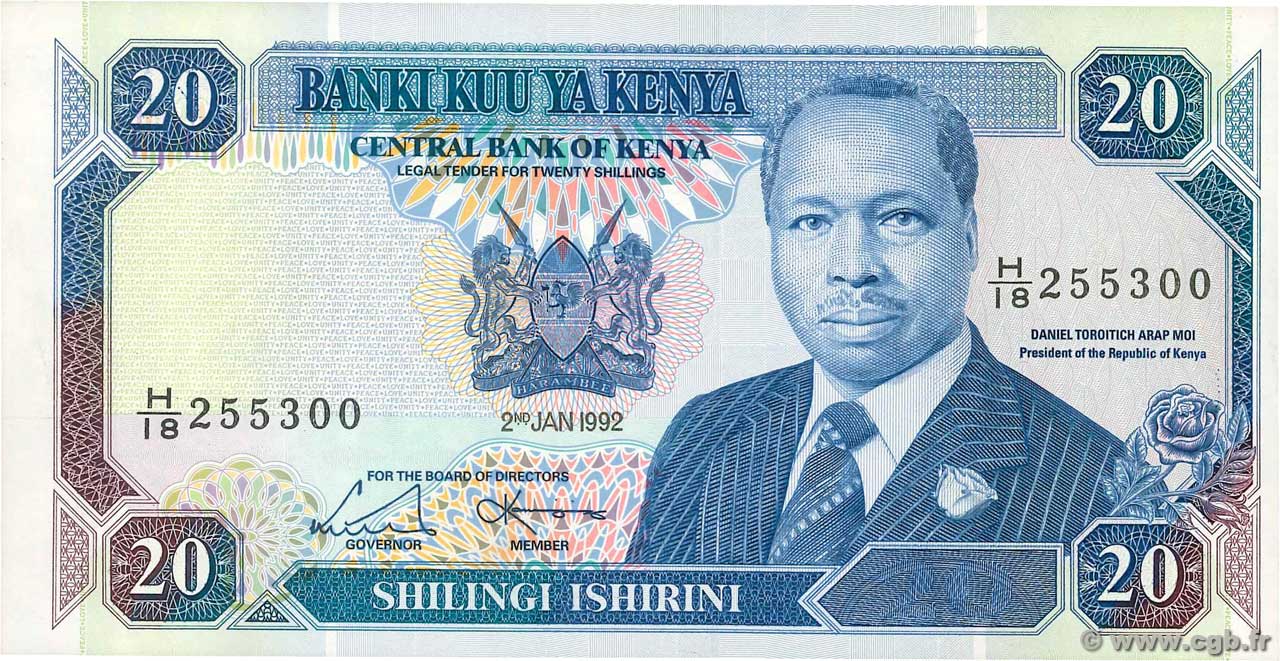 20 Shillings KENYA  1992 P.25e UNC