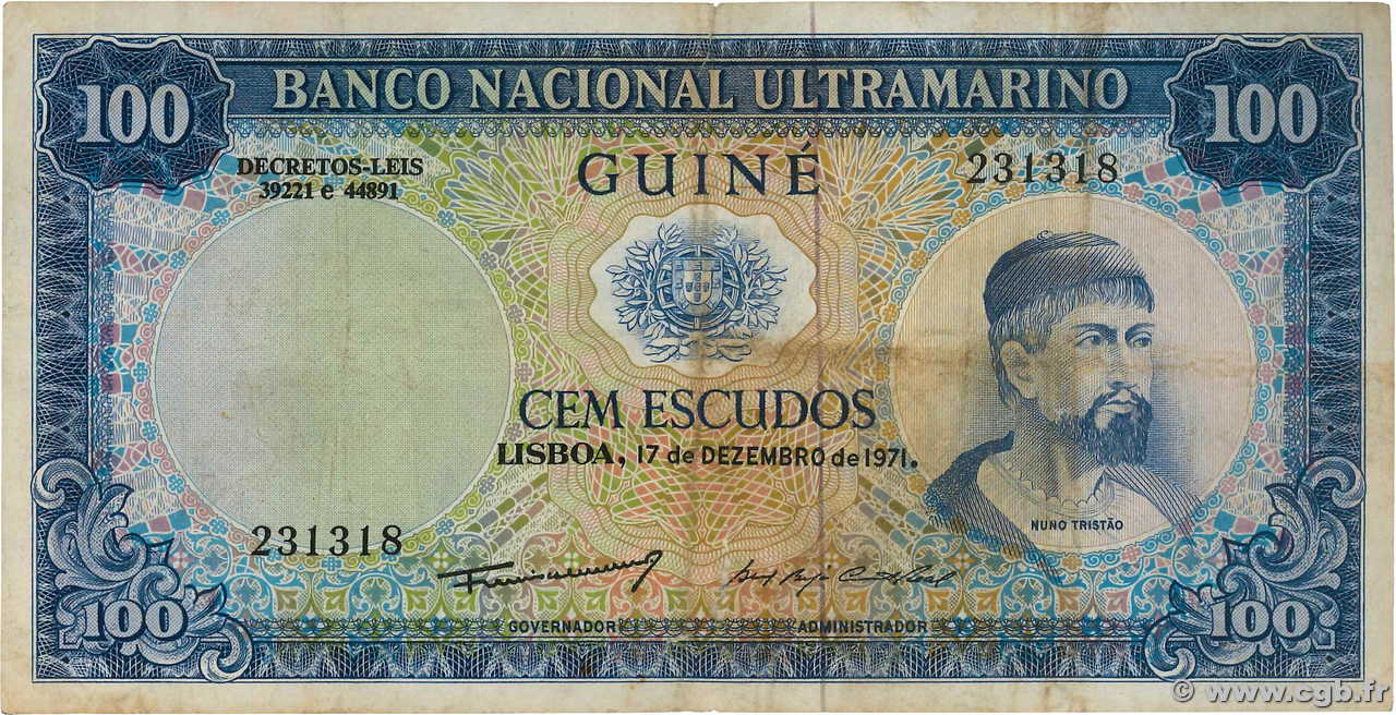 100 Escudos PORTUGUESE GUINEA  1971 P.045a F