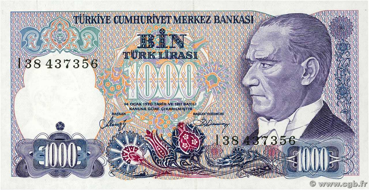 1000 Lira TÜRKEI  1986 P.196 ST