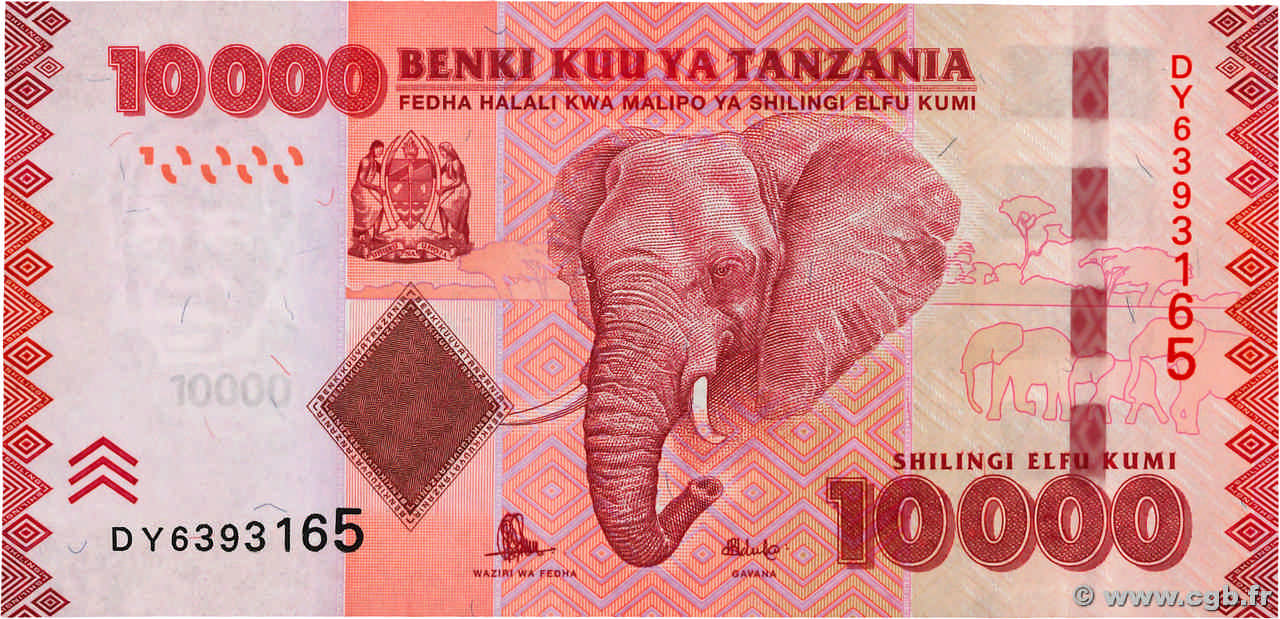 10000 Shilingi TANZANIA  2010 P.44b UNC