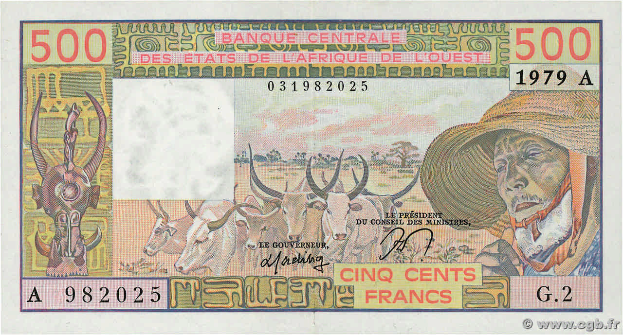 500 Francs ÉTATS DE L AFRIQUE DE L OUEST  1979 P.105Aa TTB+