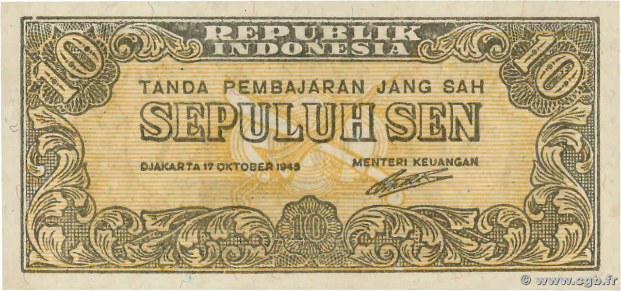 10 Sen INDONESIA  1945 P.015b UNC