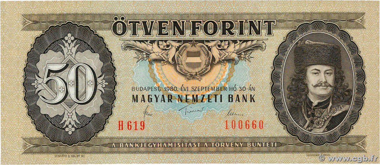 50 Forint UNGARN  1980 P.170e fST+