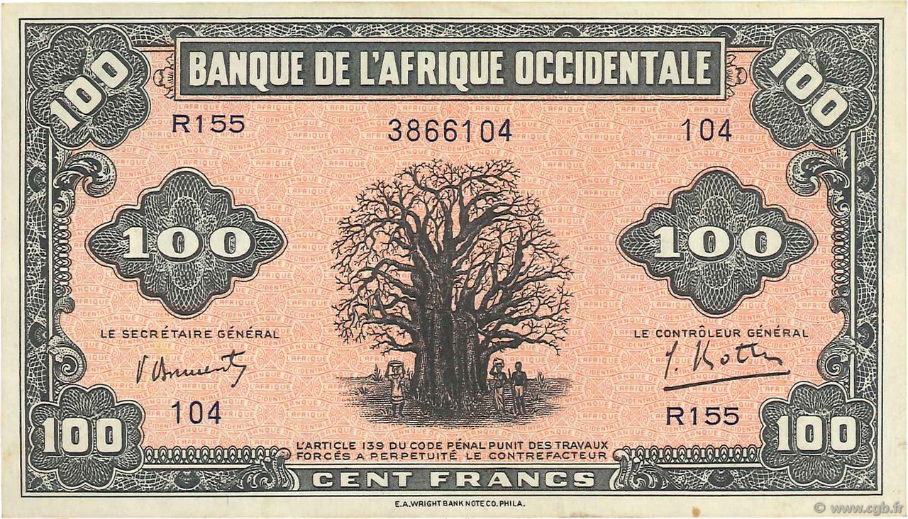 100 Francs AFRIQUE OCCIDENTALE FRANÇAISE (1895-1958)  1942 P.31a SPL