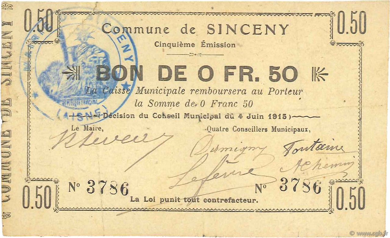 50 Centimes FRANCE régionalisme et divers  1915 JP.02-2185 TTB