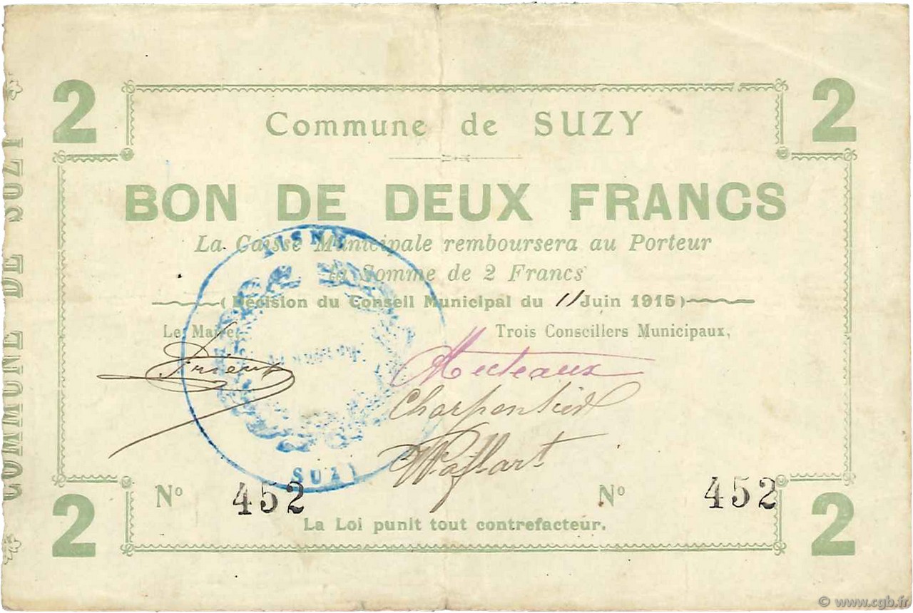 2 Francs FRANCE régionalisme et divers  1915 JP.02-2216 TTB